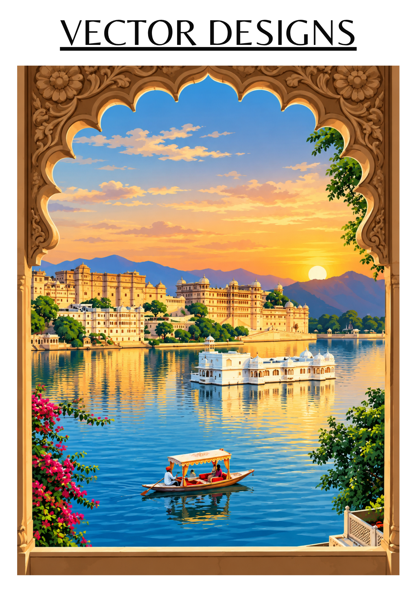 Lake Pichola City Palace Jharokha Vector